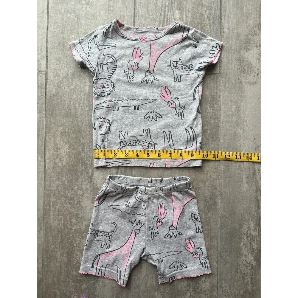 Baby Toddler Girl 2 Piece Pjs Pajama Sleep Set Cotton Zoo Animals 2T Cute